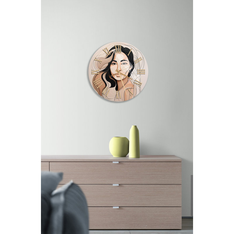 Horloge murale ronde en verre trempé 24 po Modern Modern, Doré