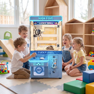 Mini Claw Machine: Lucky Doll LED Arcade Game for Home & Business, Portable Toy Crane Grabber