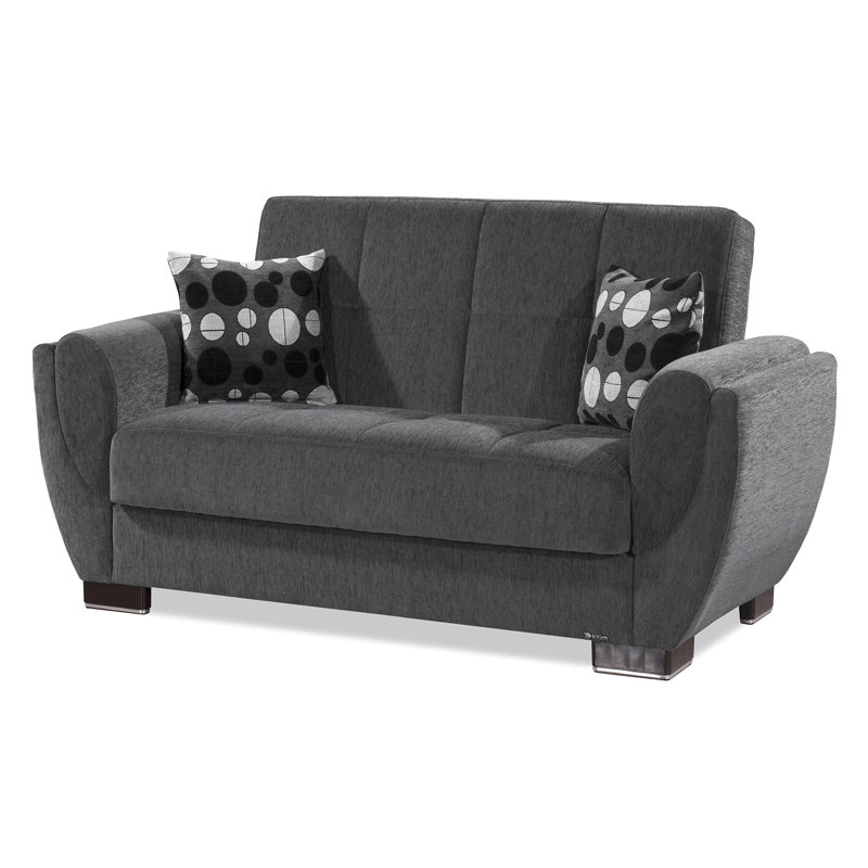 Canapé-lit avec rangement en tissu 3 en 1 Jaliah, Gris foncé, H 38 po x l 71 po x P 37 po