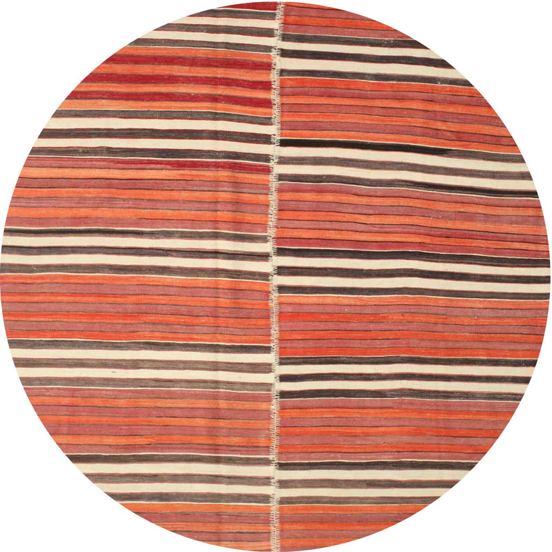 Tapis de zone rouge/vert contemporaine, Rond 3 pi