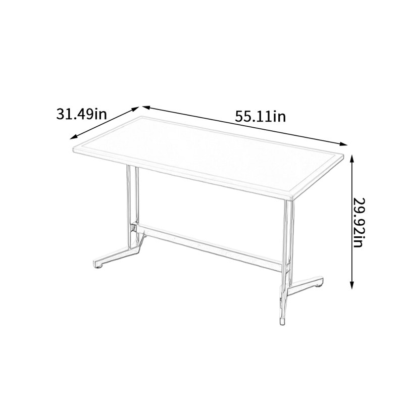 Conception créative du bureau rectangulaire moderne, H 29,92 po x l 55,11 po x P 31,49 po