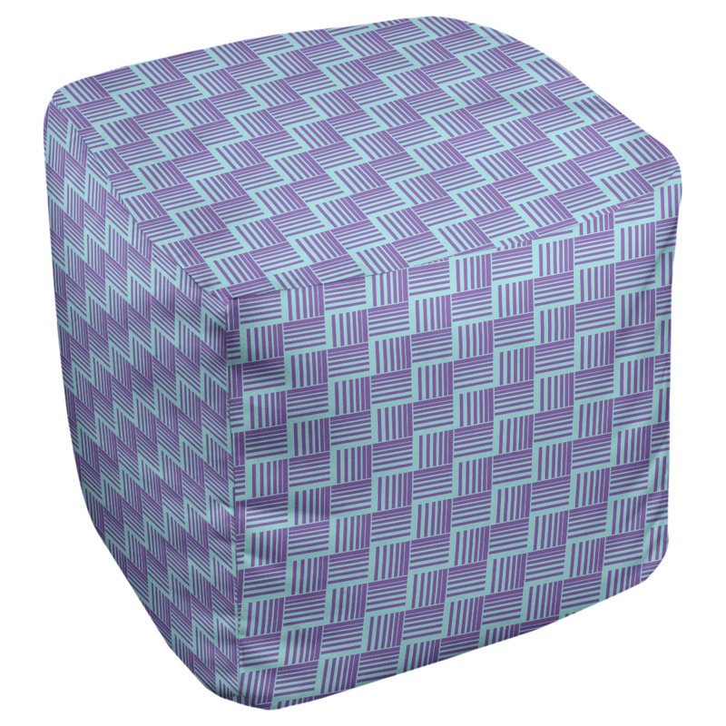 Repose-pieds cubique à rayures classic basketweave, Sarcelle / Mauve