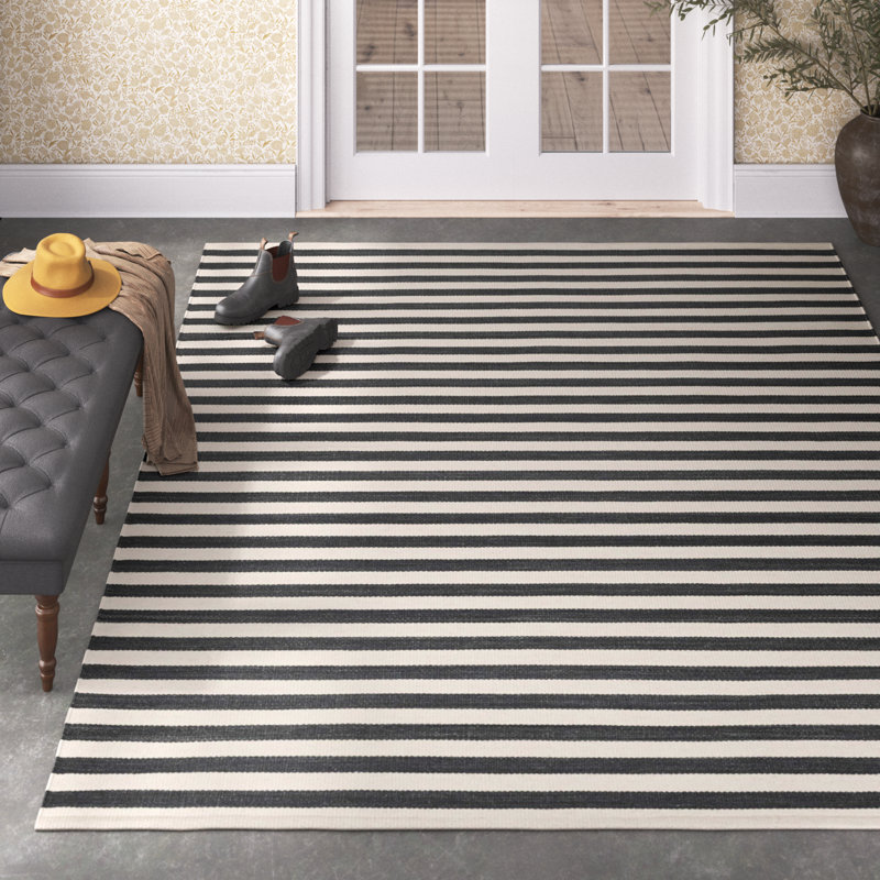 Renelso Wool Striped Indoor Rug, Rectangle 6' x 9'