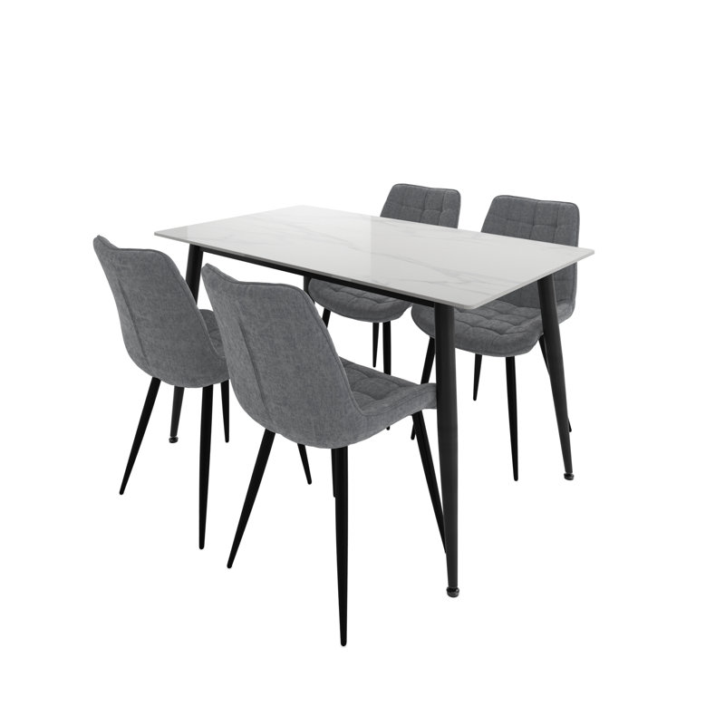 Luna Marble Effect 4 Seater Dining Set
