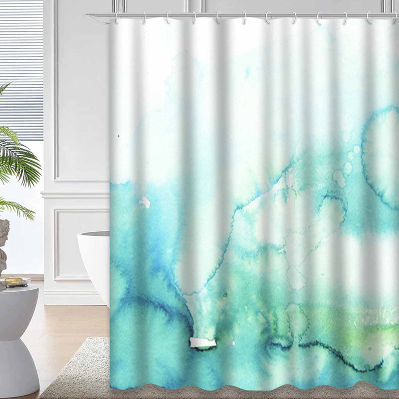 Rideau de douche bleu imperméable, rideaux de douche pour la salle de bain avec 12 crochets, 72" L x 72" W