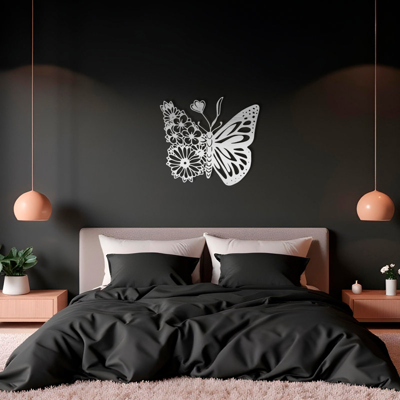 Art floral floral, L 32 po x H 28,5 po, Noir