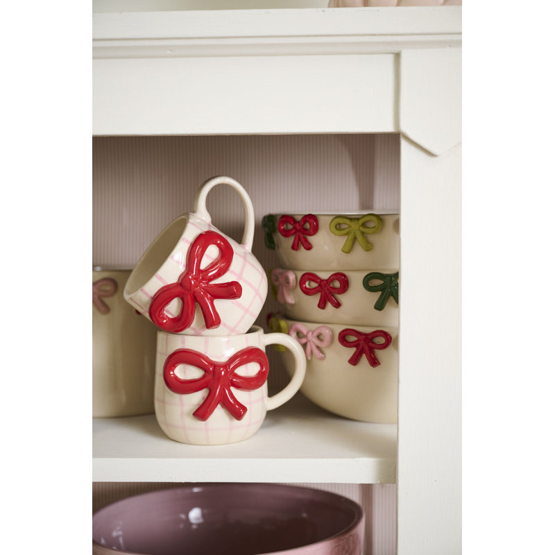Red Bow Mug 5"x 4"x 3.5"