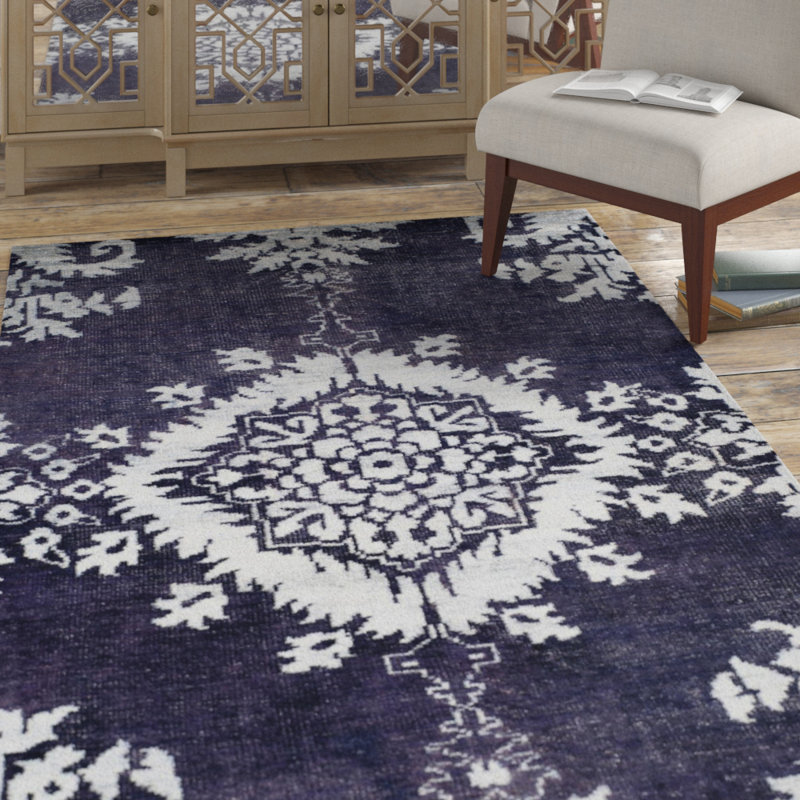 Ikat Cotton Hand Woven Area Rug, Rectangle 122 x 183cm