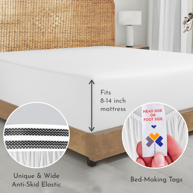 Paquet de 2 draps-housses 100% coton biologique California, Twin Extra Long