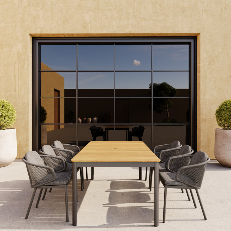 Ensemble repas extérieur pour 8 personnes avec coussins 8 personnes
