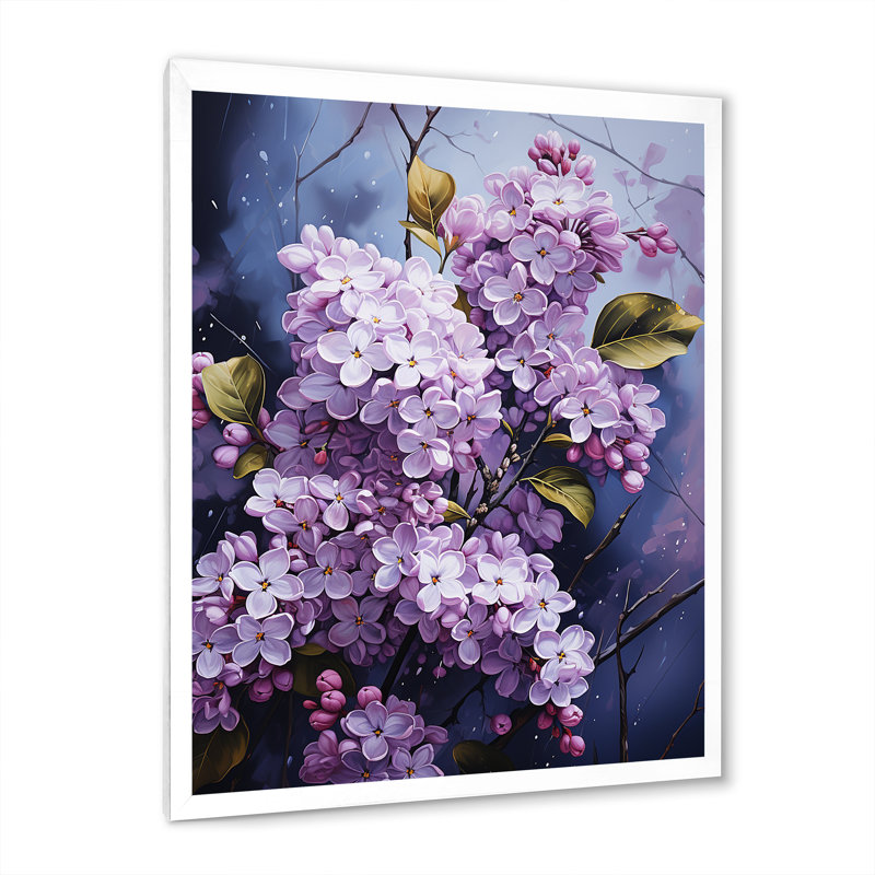 «Essential Lilacs Lullaby», reproduction sur toile, H 32 po x l 16 po x P 1 po, Cadre simple blanc
