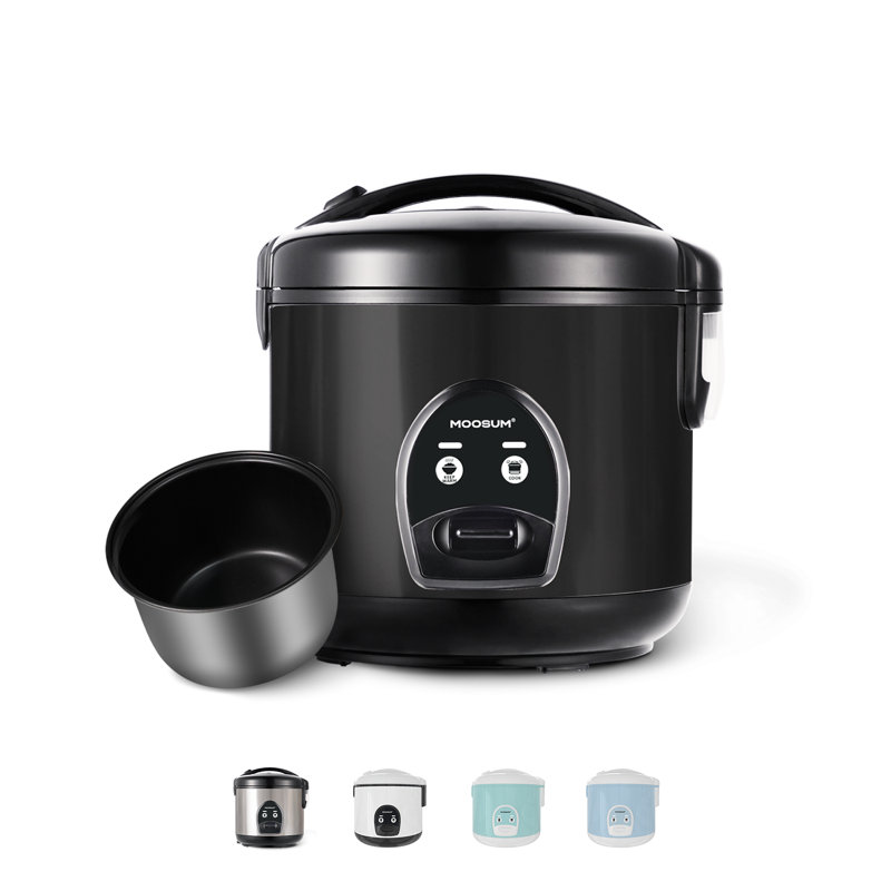 Electric Rice Cooker with One Touch for Asian Japanese Sushi Rice, 5-cup Uncooked/10-cup Cooked, Black