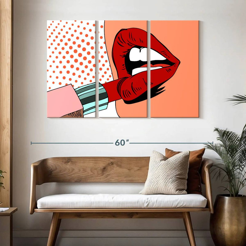 Shuttleworth Retro Pop Red Lips, 32" H x 50" W