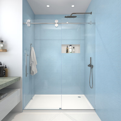 Julien 60" W x 76" H Frameless Shower Door with Heat Soaking Process and Protective Coating Treatment