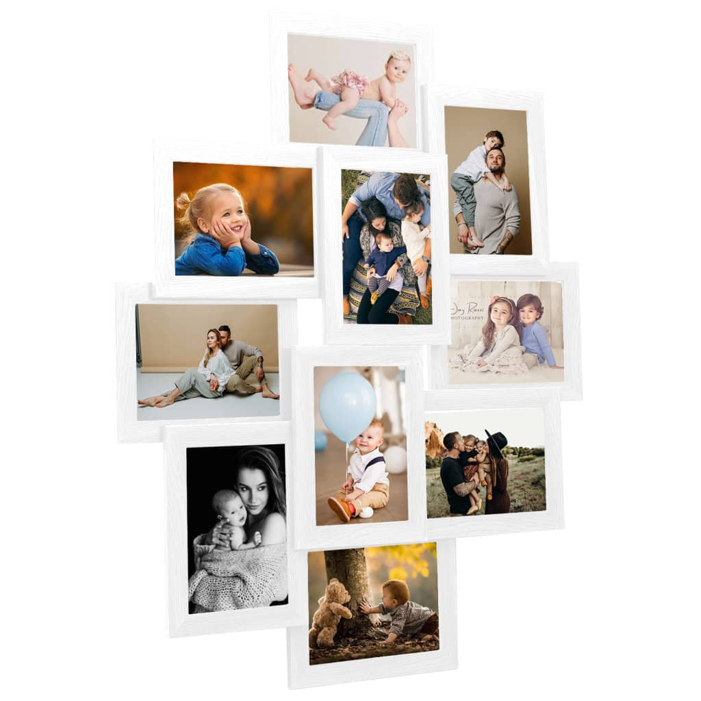 Vidaxl Collage Photo Frame For 10X(10X15 Cm) Picture White MDF