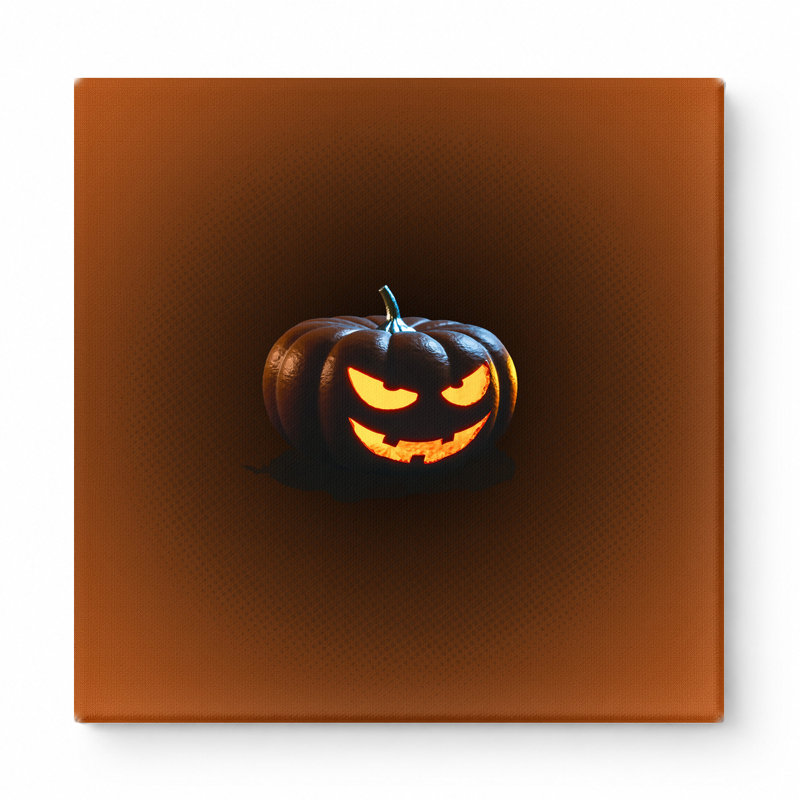 «Glowing Jack-o'-Lantern», art mural carré sur toile, L 12 po x H 12 po
