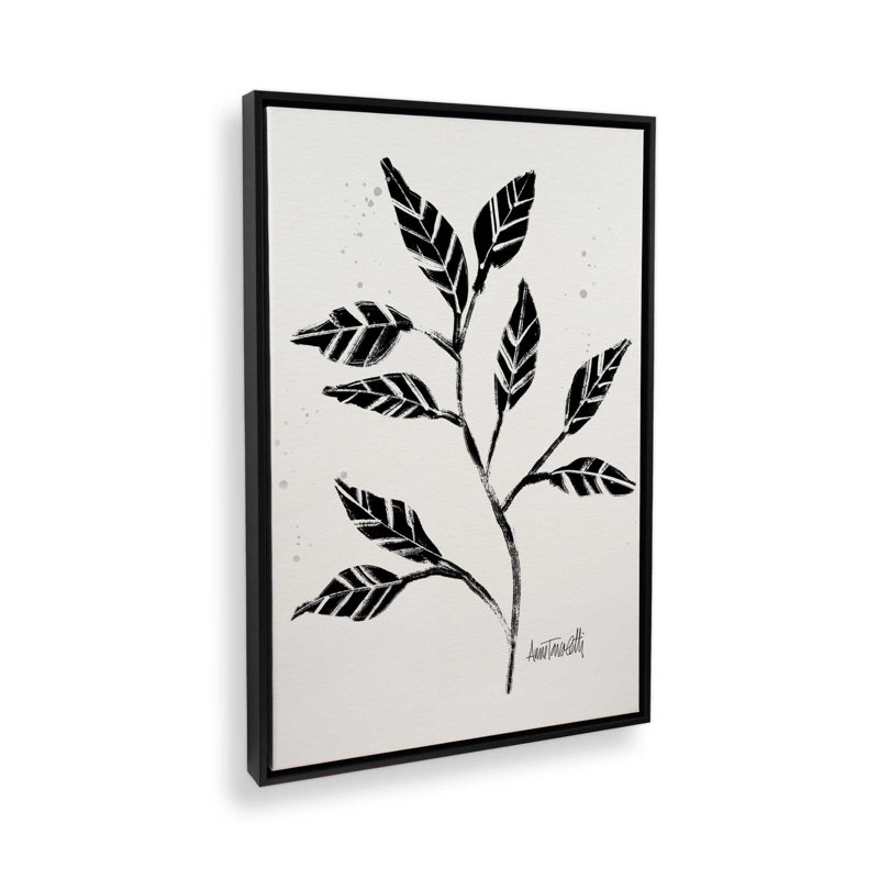 «Black and White Botanicals V», reproduction sur toile dans un cadre, H 48,75 po x l 32,75 po, Noir satiné