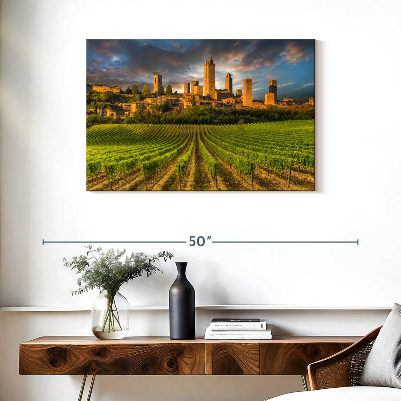 Ravi San Gimignano Sunset, 24" H x 36" W