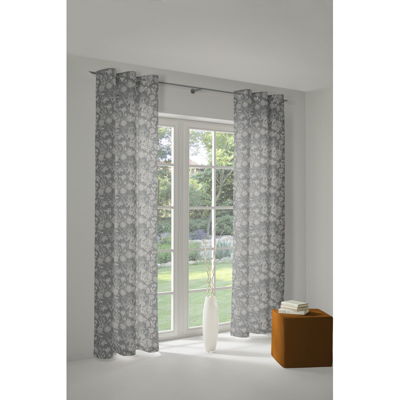 Micheal Cotton Room Darkening Curtain Single Panel, Dark Grey, 145cm Width x 145cm Drop