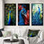 «Teal Radiant Peacock», 3 pièces sur toile-1918199229-1918199366