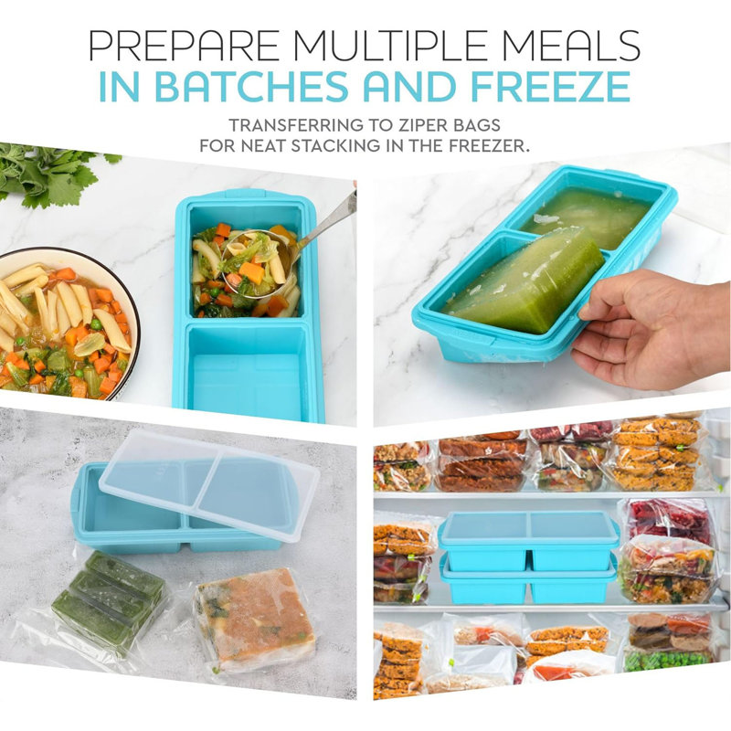 2-Cup Silicone Soup Freezer Tray With Lid - Extra Large Ice Cube Mold For Stews, Sauces, Broth | 4X 500Ml Portions | Oven, Dishwasher & Freezer Safe