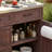39.5-Inch Outdoor Kitchen Island, Stainless Steel Countertop, Large Drawers, Adjustable Shelves, 4 Wheels, Suitable For Pizza Making, Dark Brown-559032055