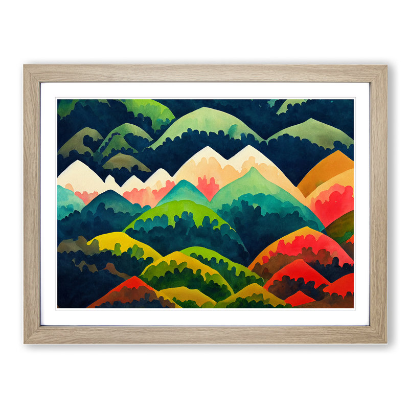 Abstract Mountain Range - Framed Print, 46cm H x 64cm W x 2cm D, Oak