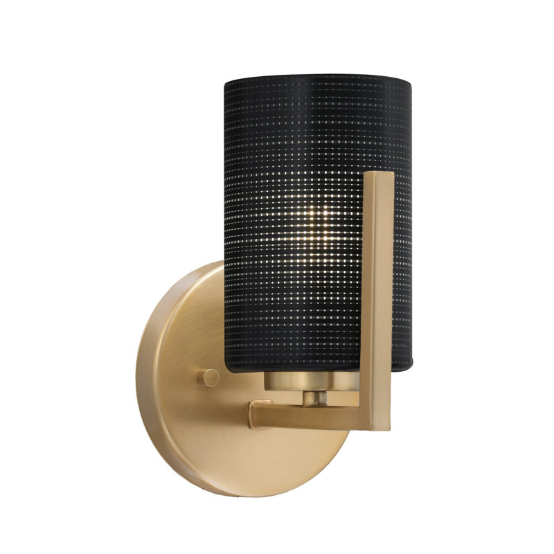 Dayberry Wall Sconce Shown With 4" Glass, Onyx Swirl Glass, New Age Brass