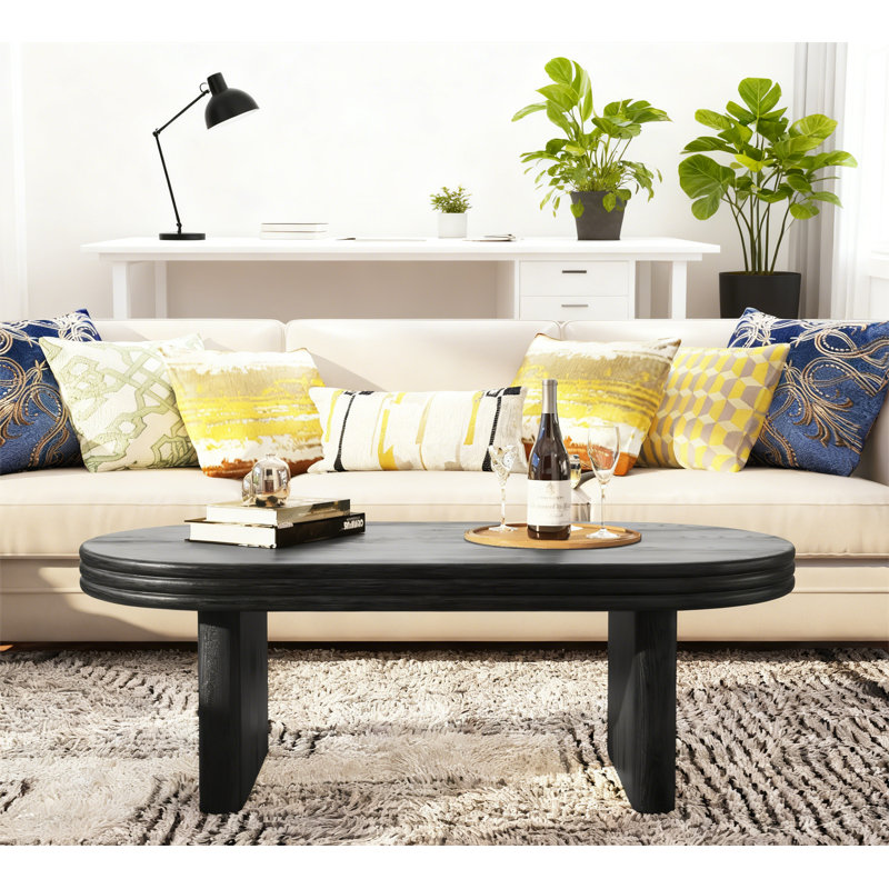 Table basse ovale moderne Mid Century, Noir