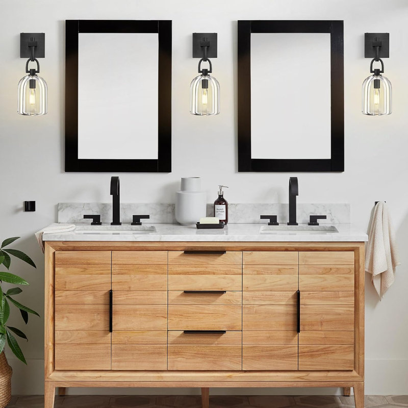 Botanist Cloche Crystal Wall Sconce, Modern Black And Crystal Bathroom Wall Sconces, Indoor Luxury Decorative Lighting Wall Sconce For Bedroom/Hallway/Stairs,Dimmable Led Included