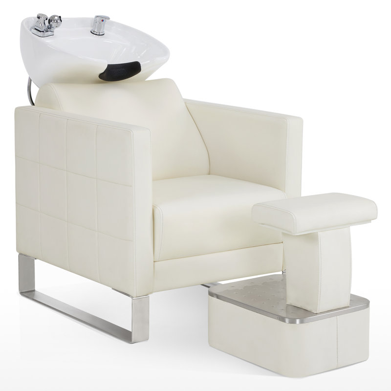 Ensemble de bol et chaise en céramique Backwash Shampoo pour coiffeur et coiffeur, station de shampooing réglable