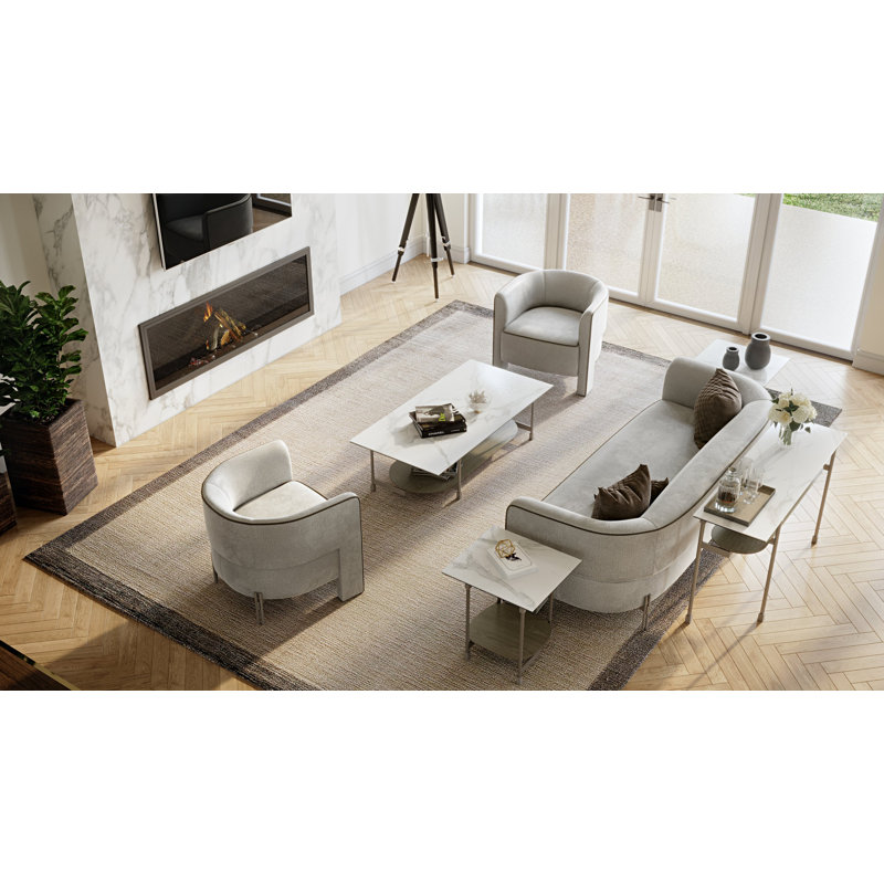 Haleigh Barrel Chair, Antonio Dove 100% Polyester, Moondust