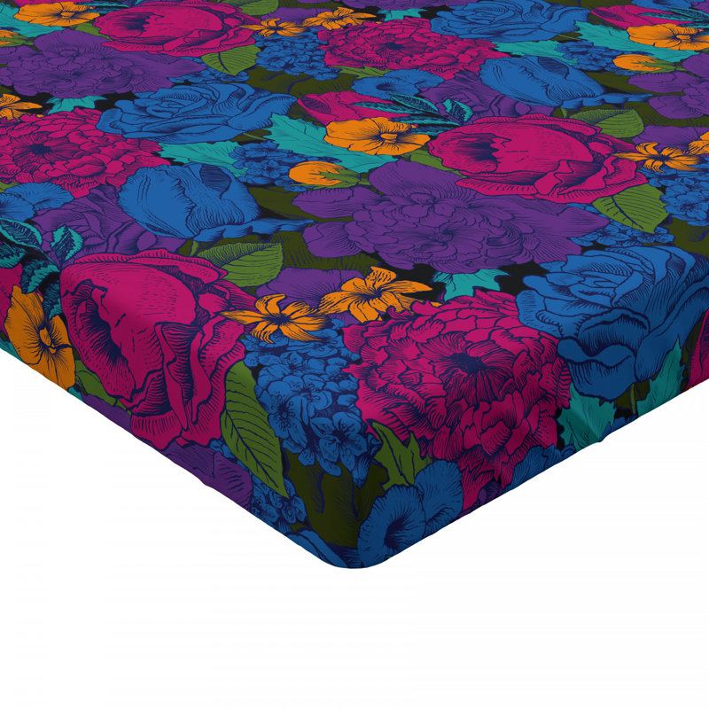 Microfiber Floral Fitted Sheet, Full Fitted Sheet