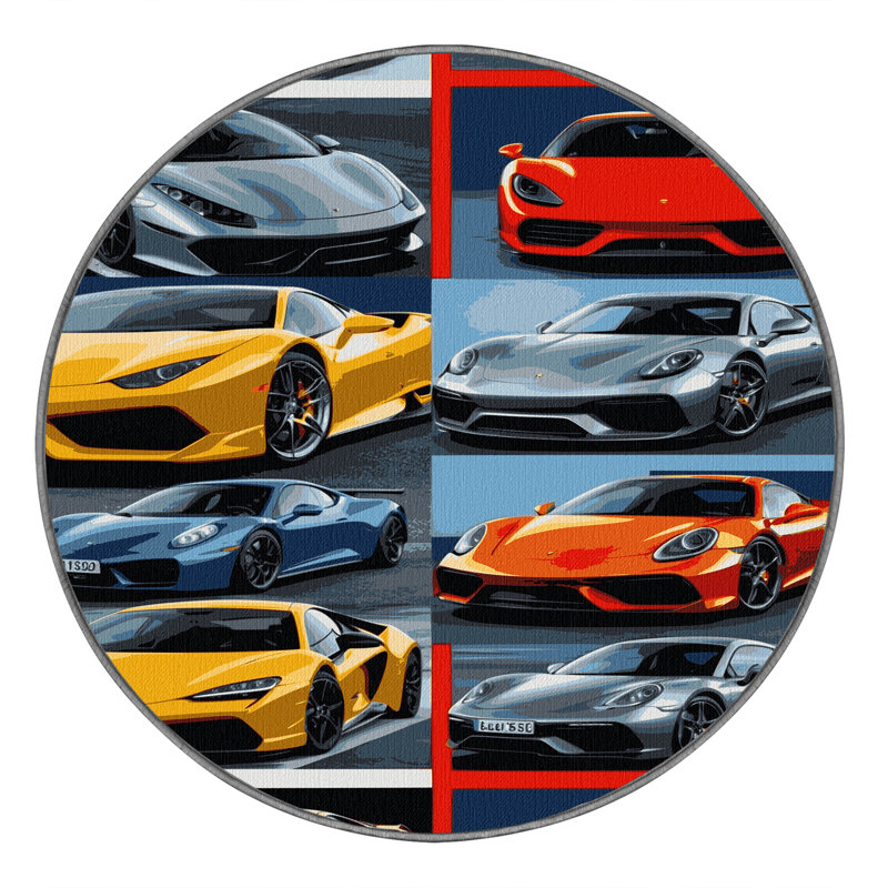 Tapis de transport gris lavable à la machine, Rond 6 pi