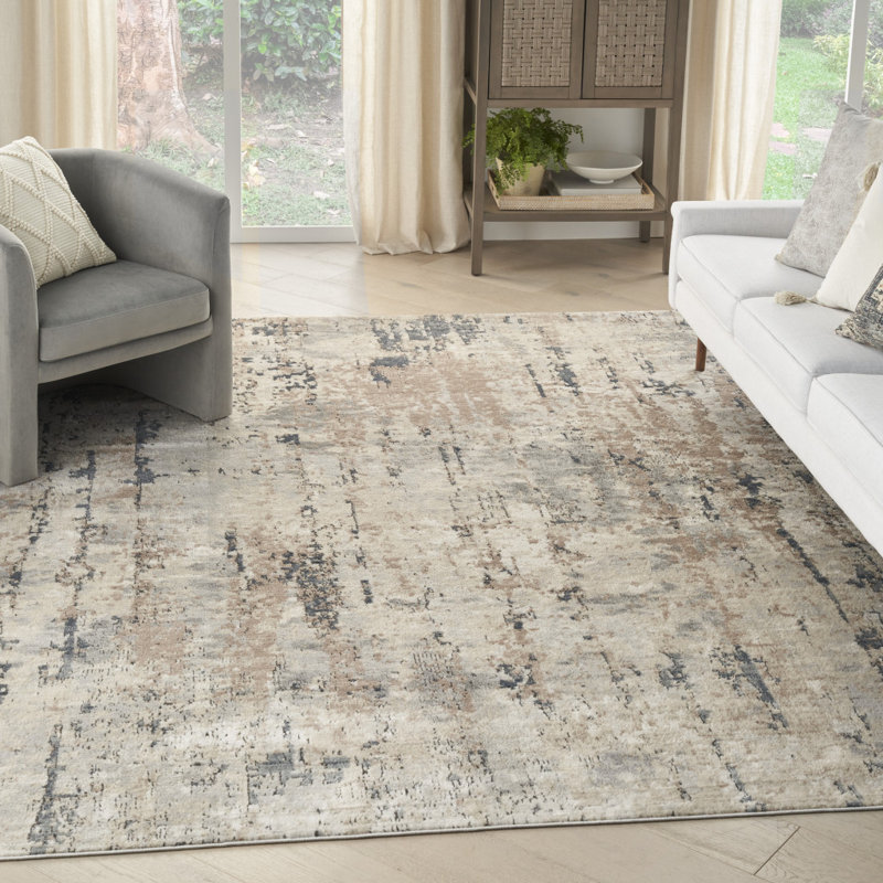Tapis beige tissé à la machine 6 pi x 9 pi, Rectangle 7' x 10'