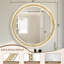 Miroir mural rond 30 pouces avec perles décoratives en bois doré