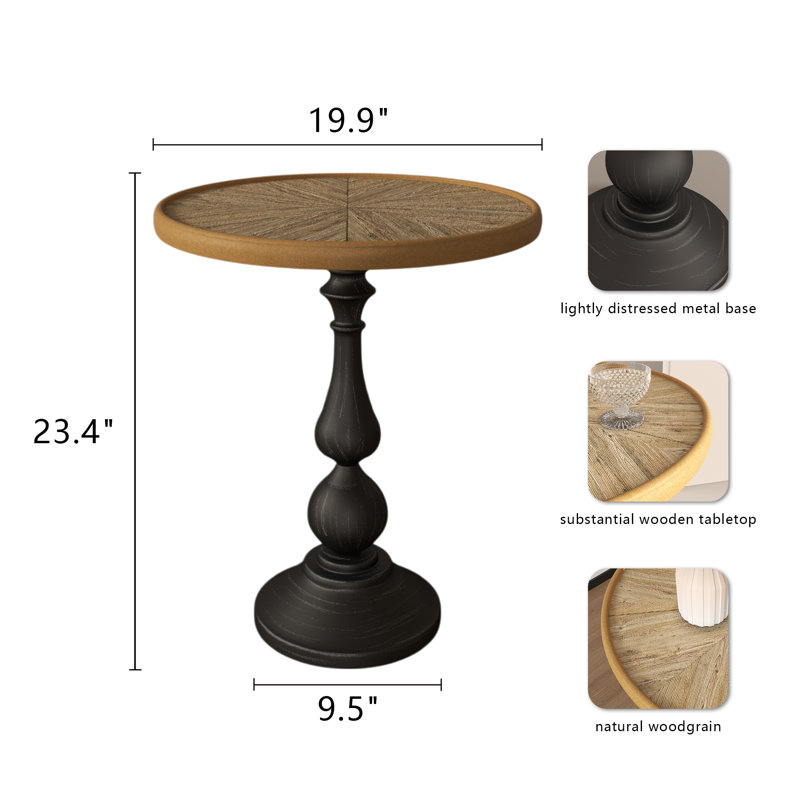 Wooden End Tables Retro Side Table French Country Accent Coffee Side Table Modern Small Round Tea Table Pedestal Side End Table For Living Room Household Restaurant Homestay
