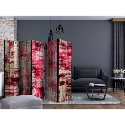 Gy 225cm W x 172cm H 5 - Panel Solid Wood Folding Room Divider