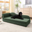 Animal de compagnie pour canines moyennes et grandes - Vague irrégulière moderne, accoudoir simple, tissu en lin, coussin moelleux, pieds en plastique bas, lin respirant surdimensionné olive,-1276288416
