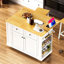 Îlot de cuisine 48 pouces avec 2 tabourets de bar, prise de courant, support de rangement interne pour porte, chariot de rangement pour cuisine sur 5 roulettes avec abattant, 5 supports latéraux, 2 tiroirs