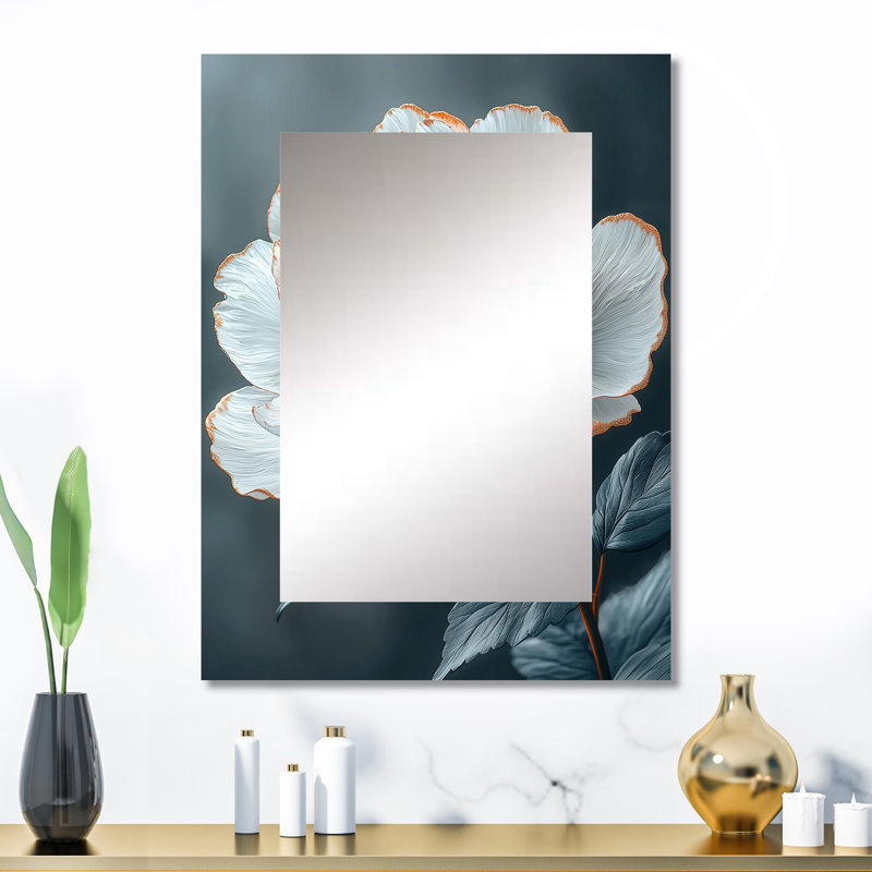Fleur de pivoine rose doré au soleil IV - miroir pivoine, 32 po x 24 po