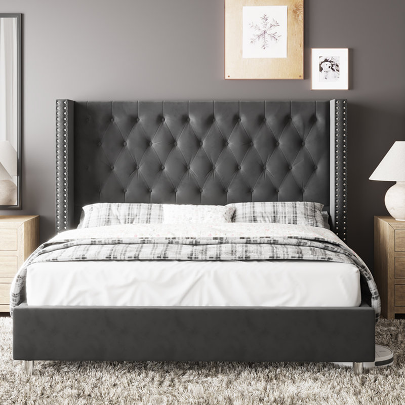 Dryden Upholstered Bed, King, Dark Grey