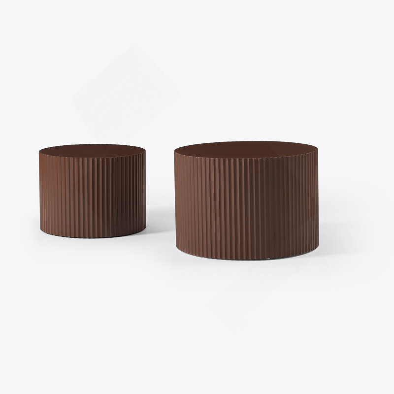 Table basse ronde avec plateau en bois manufacturé, Marron foncé