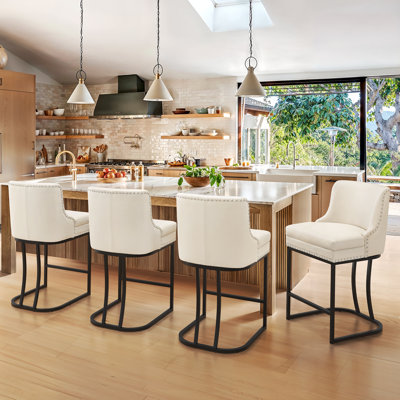 26" H Upholstered Counter Stool with Metal Frame