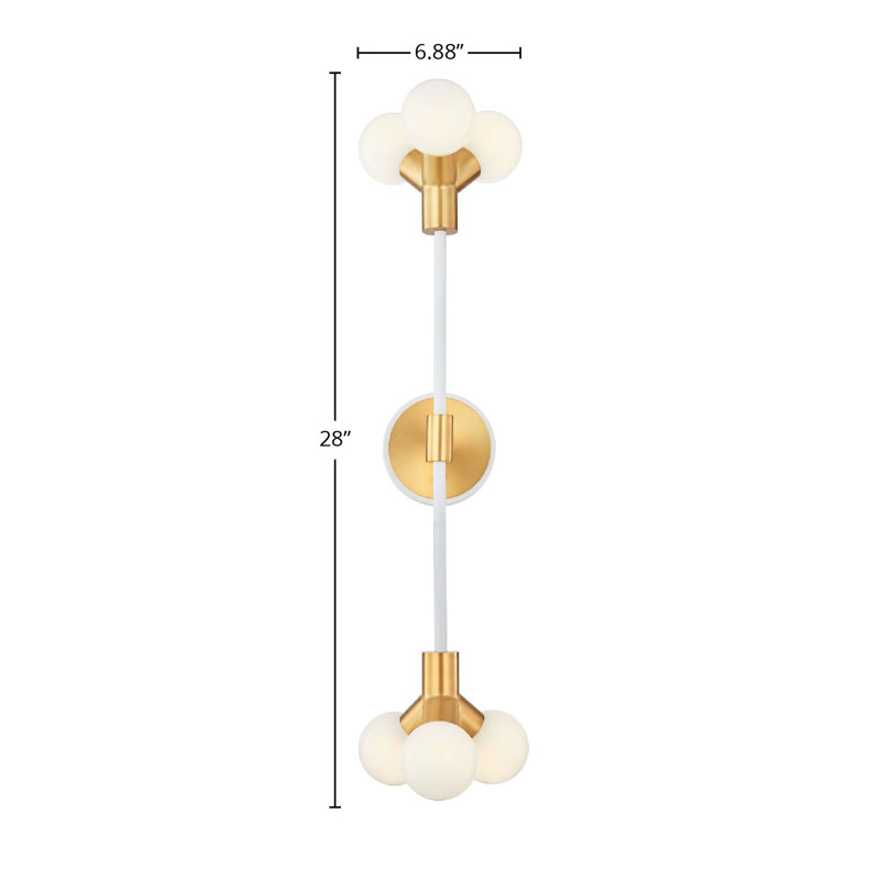 Tres 6 LT White and New Brass Wall Sconce Kalco