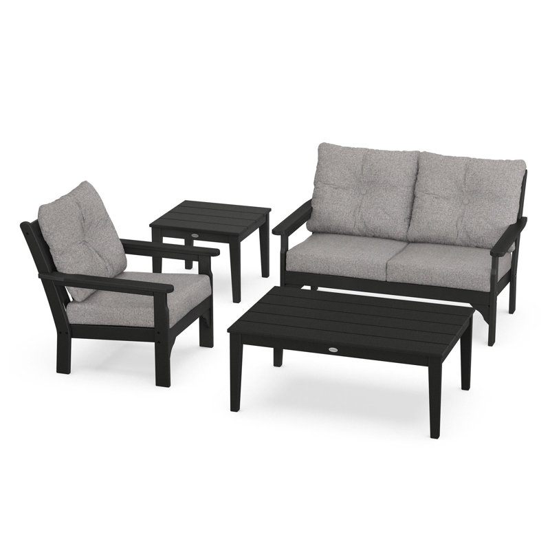 Vineyard 4-Piece Deep Seating Set, Grey Revolution®, Black