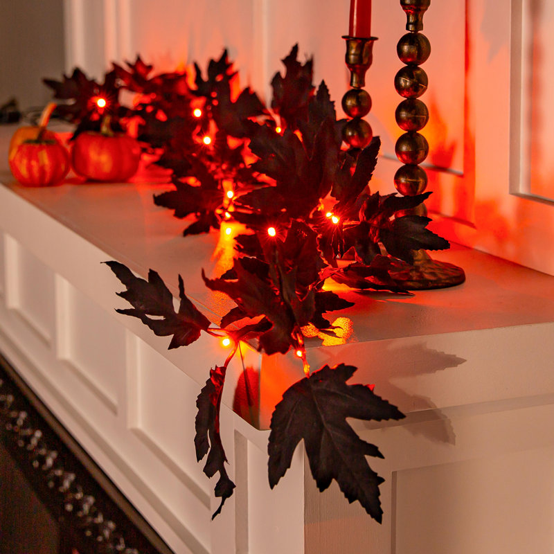 Halloween Maple LED Colour Changing Garland, 72in L
