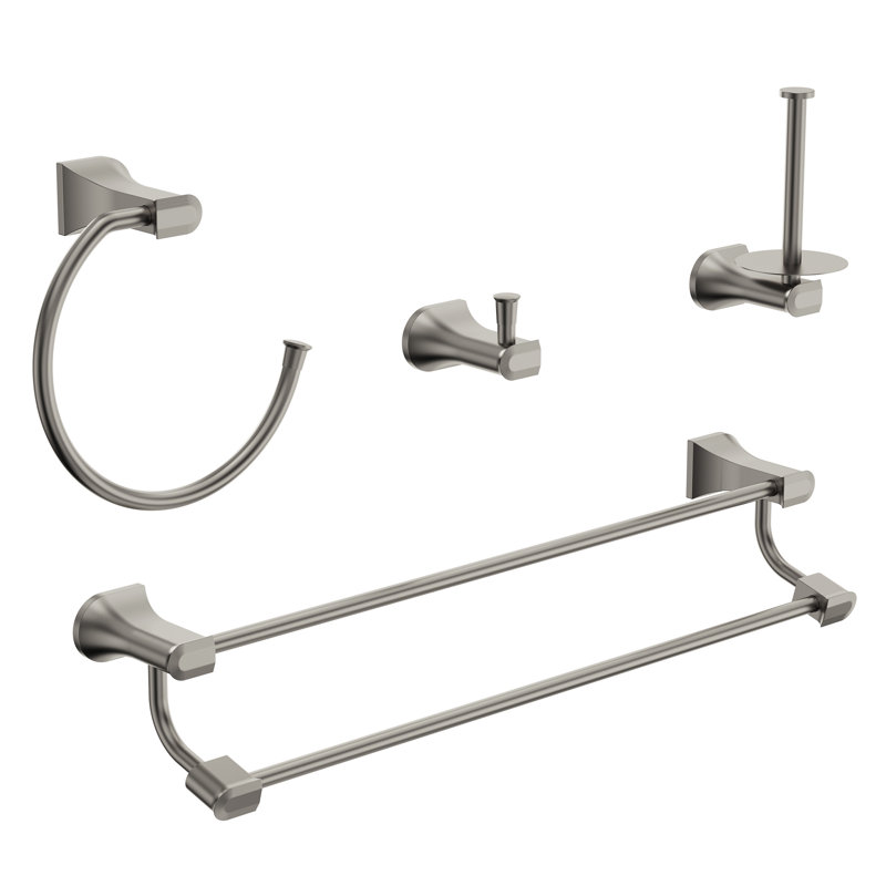 4-Piece Bathroom Hardware Set, Brushed Nickel