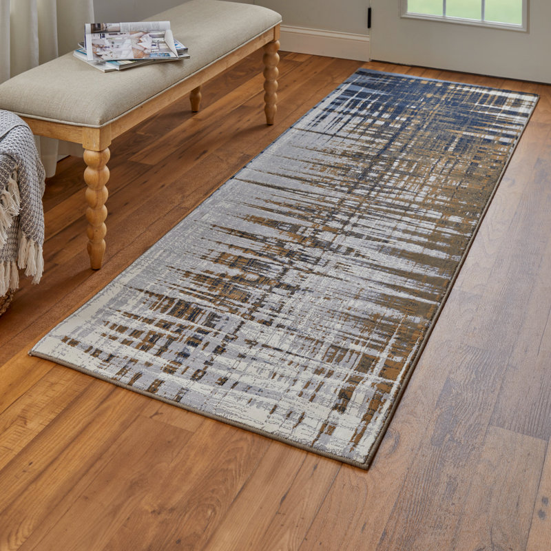 Tapis en polypropylène à motif abstrait industriel Takara, Tapis de couloir 2 pi 9 po x 7 pi 10 po