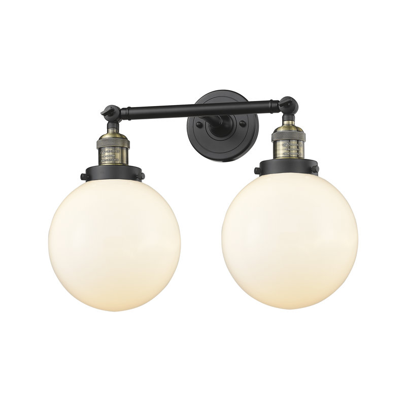 Clementina 2 - Light Dimmable Vanity Light, Black Antique Brass, 60 Watt Vintage Incandescent Bulb, Matte White Cased